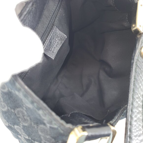 GUCCI Black GG Logo Canvas Hobo Bag - Picture 11 of 16